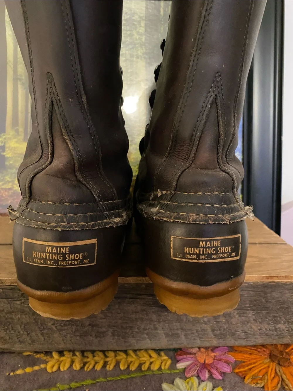 Vintage L.L Bean Men's Dark Brown Lace-Up Waterproof Hunting Boots,